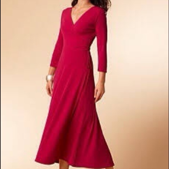 Chadwicks Dresses Chadwicks Red Faux Wrap Dress Poshmark